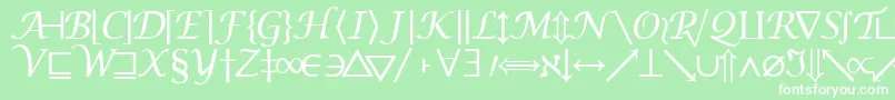 Machadomathsymbolssk-fontti – valkoiset fontit vihreällä taustalla