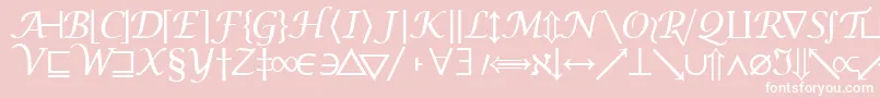 Machadomathsymbolssk-Schriftart – Weiße Schriften auf rosa Hintergrund