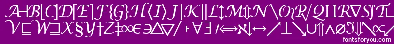 Machadomathsymbolssk-fontti – valkoiset fontit violetilla taustalla