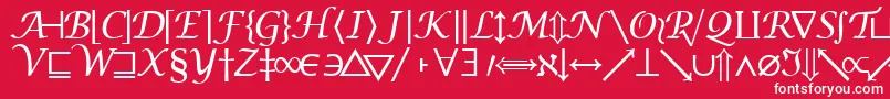 Machadomathsymbolssk-fontti – valkoiset fontit punaisella taustalla