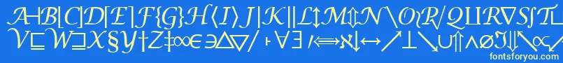 フォントMachadomathsymbolssk – 黄色の文字、青い背景