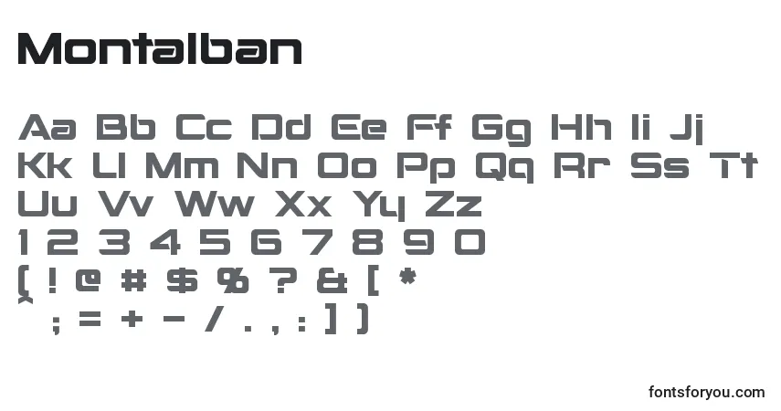 Schriftart Montalban – Alphabet, Zahlen, spezielle Symbole