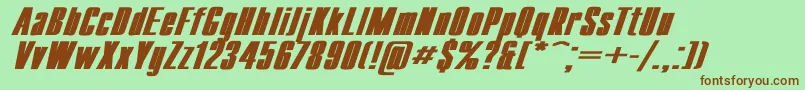フォントCompactWdBoldItalic – 緑の背景に茶色のフォント