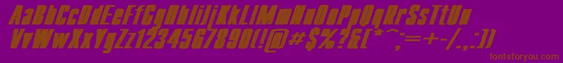 CompactWdBoldItalic-fontti – ruskeat fontit violetilla taustalla