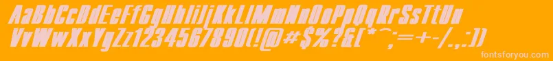 CompactWdBoldItalic-fontti – vaaleanpunaiset fontit oranssilla taustalla