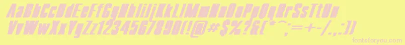 CompactWdBoldItalic-fontti – vaaleanpunaiset fontit keltaisella taustalla