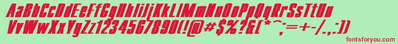 CompactWdBoldItalic-Schriftart – Rote Schriften auf grünem Hintergrund