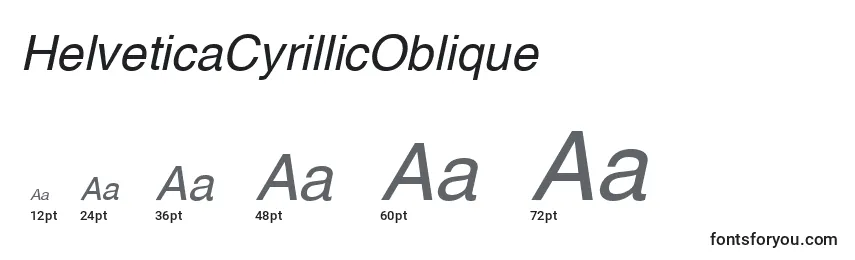 Размеры шрифта HelveticaCyrillicOblique