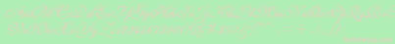 ShelleyVolanteBt-Schriftart – Rosa Schriften auf grünem Hintergrund