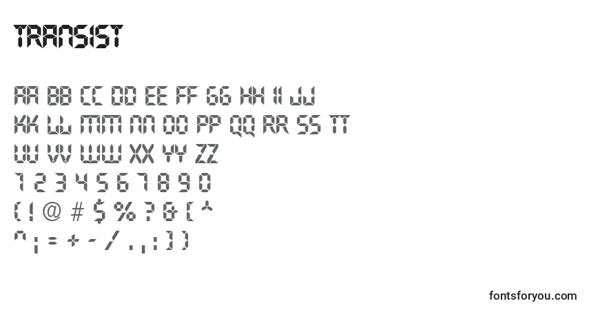 Шрифт Transist – алфавит, цифры, специальные символы