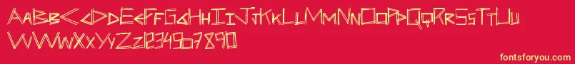 Twostick-Schriftart – Gelbe Schriften auf rotem Hintergrund