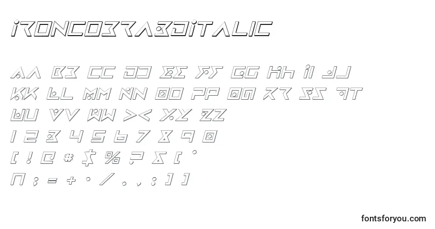 IronCobra3DItalic-fontti – aakkoset, numerot, erikoismerkit