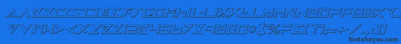 IronCobra3DItalic Font – Black Fonts on Blue Background