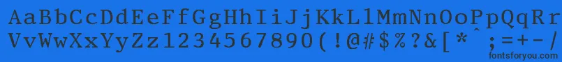 PrestigeeliteboldBold-Schriftart – Schwarze Schriften auf blauem Hintergrund