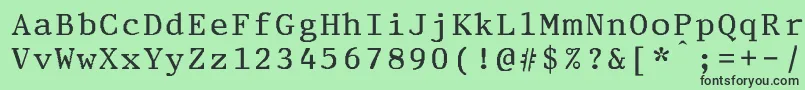 フォントPrestigeeliteboldBold – 緑の背景に黒い文字