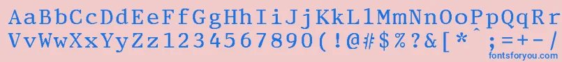 PrestigeeliteboldBold-Schriftart – Blaue Schriften auf rosa Hintergrund