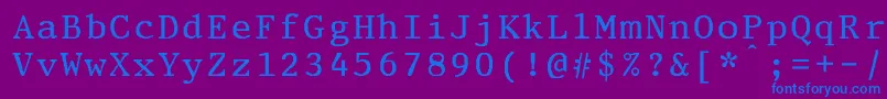 PrestigeeliteboldBold-Schriftart – Blaue Schriften auf violettem Hintergrund