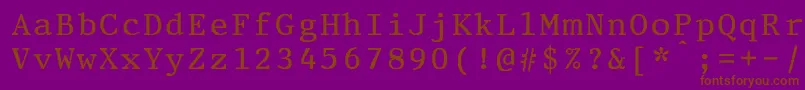 フォントPrestigeeliteboldBold – 紫色の背景に茶色のフォント