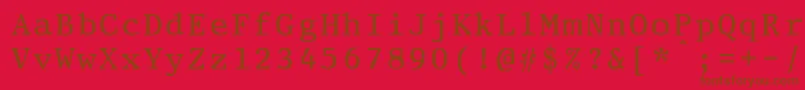 Czcionka PrestigeeliteboldBold – brązowe czcionki na czerwonym tle