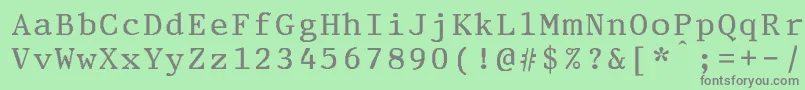 Weitere Informationen zur PrestigeeliteboldBold-Schriftart PrestigeeliteboldBold-Schriftart – Graue Schriften auf grünem Hintergrund