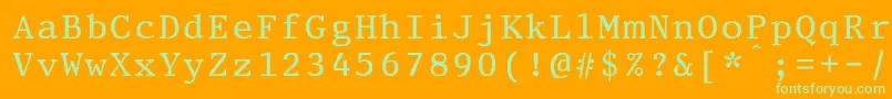 PrestigeeliteboldBold-fontti – vihreät fontit oranssilla taustalla