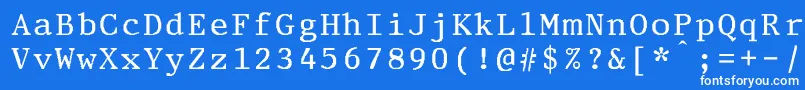 PrestigeeliteboldBold-Schriftart – Weiße Schriften auf blauem Hintergrund