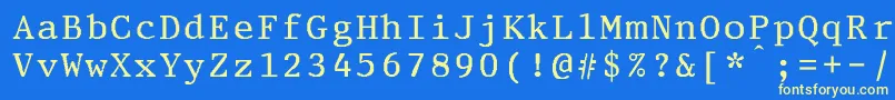 PrestigeeliteboldBold-fontti – keltaiset fontit sinisellä taustalla