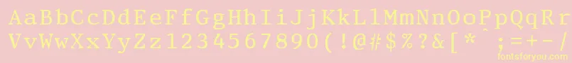 PrestigeeliteboldBold-fontti – keltaiset fontit vaaleanpunaisella taustalla