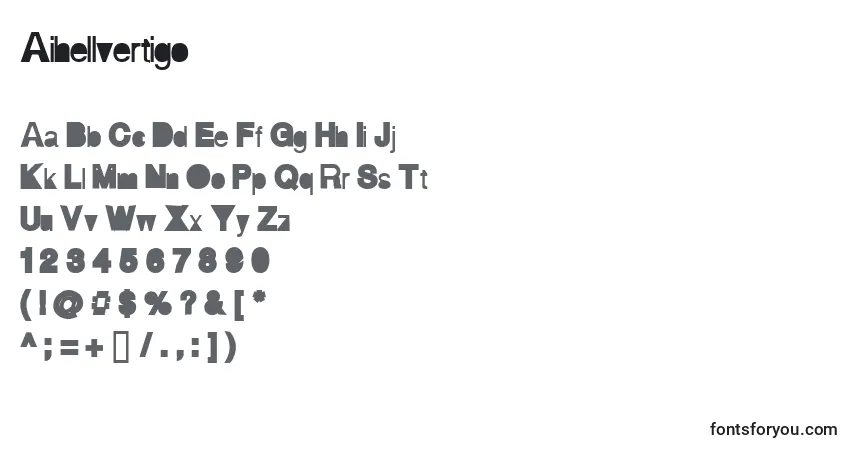 Aihellvertigo-fontti – aakkoset, numerot, erikoismerkit