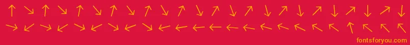 Arrowfont-Schriftart – Orangefarbene Schriften auf rotem Hintergrund