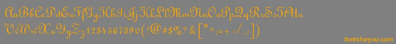 フォントLirusstygra – オレンジの文字は灰色の背景にあります。