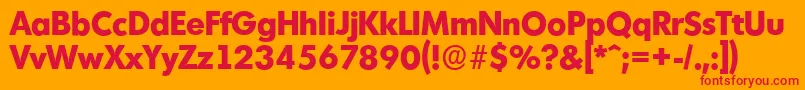 MontrealserialXboldRegular Font – Red Fonts on Orange Background