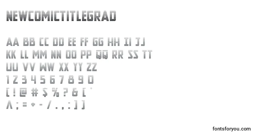 Шрифт Newcomictitlegrad – алфавит, цифры, специальные символы