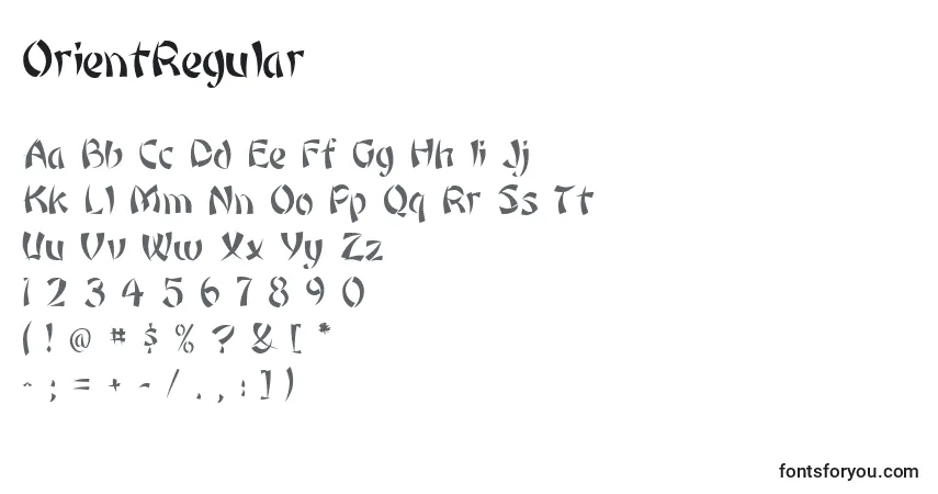 A fonte OrientRegular – alfabeto, números, caracteres especiais