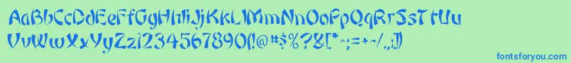 OrientRegular Font – Blue Fonts on Green Background
