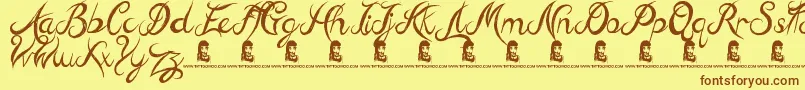 Lisätietoja HillBillies-fontista HillBillies-fontti – ruskeat fontit keltaisella taustalla