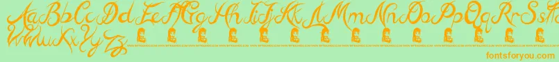 Fonte HillBillies – fontes laranjas em um fundo verde
