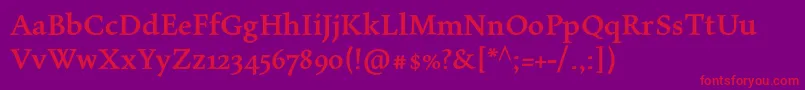 MaiolaproBold-Schriftart – Rote Schriften auf violettem Hintergrund