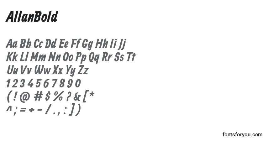Schriftart AllanBold – Alphabet, Zahlen, spezielle Symbole