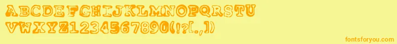 フォントInsomnia3am – オレンジの文字が黄色の背景にあります。