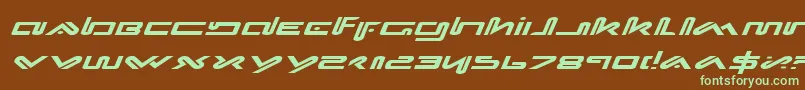 フォントXephyrExpandedItalic – 緑色の文字が茶色の背景にあります。