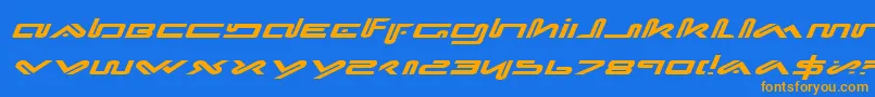 フォントXephyrExpandedItalic – オレンジ色の文字が青い背景にあります。