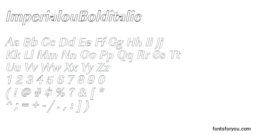 Czcionka ImperialouBolditalic – alfabet, cyfry, specjalne znaki