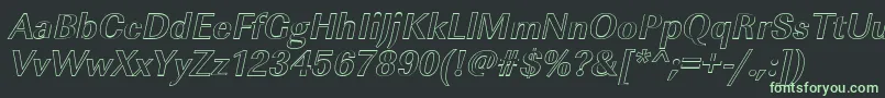 フォントImperialouBolditalic – 黒い背景に緑の文字
