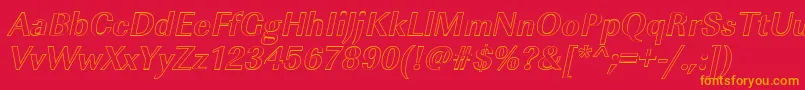 フォントImperialouBolditalic – 赤い背景にオレンジの文字