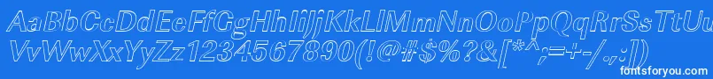 フォントImperialouBolditalic – 青い背景に白い文字