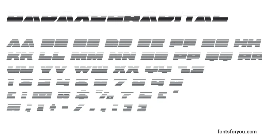 Schriftart Badaxegradital – Alphabet, Zahlen, spezielle Symbole