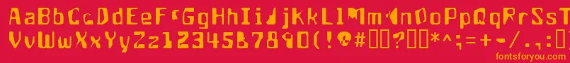 フォントAptango ffy – 赤い背景にオレンジの文字