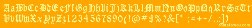 Laserlondon-Schriftart – Gelbe Schriften auf orangefarbenem Hintergrund