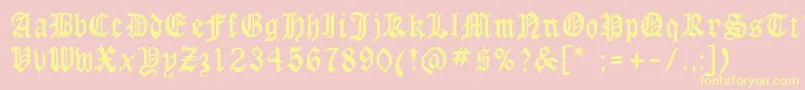 Laserlondon-Schriftart – Gelbe Schriften auf rosa Hintergrund